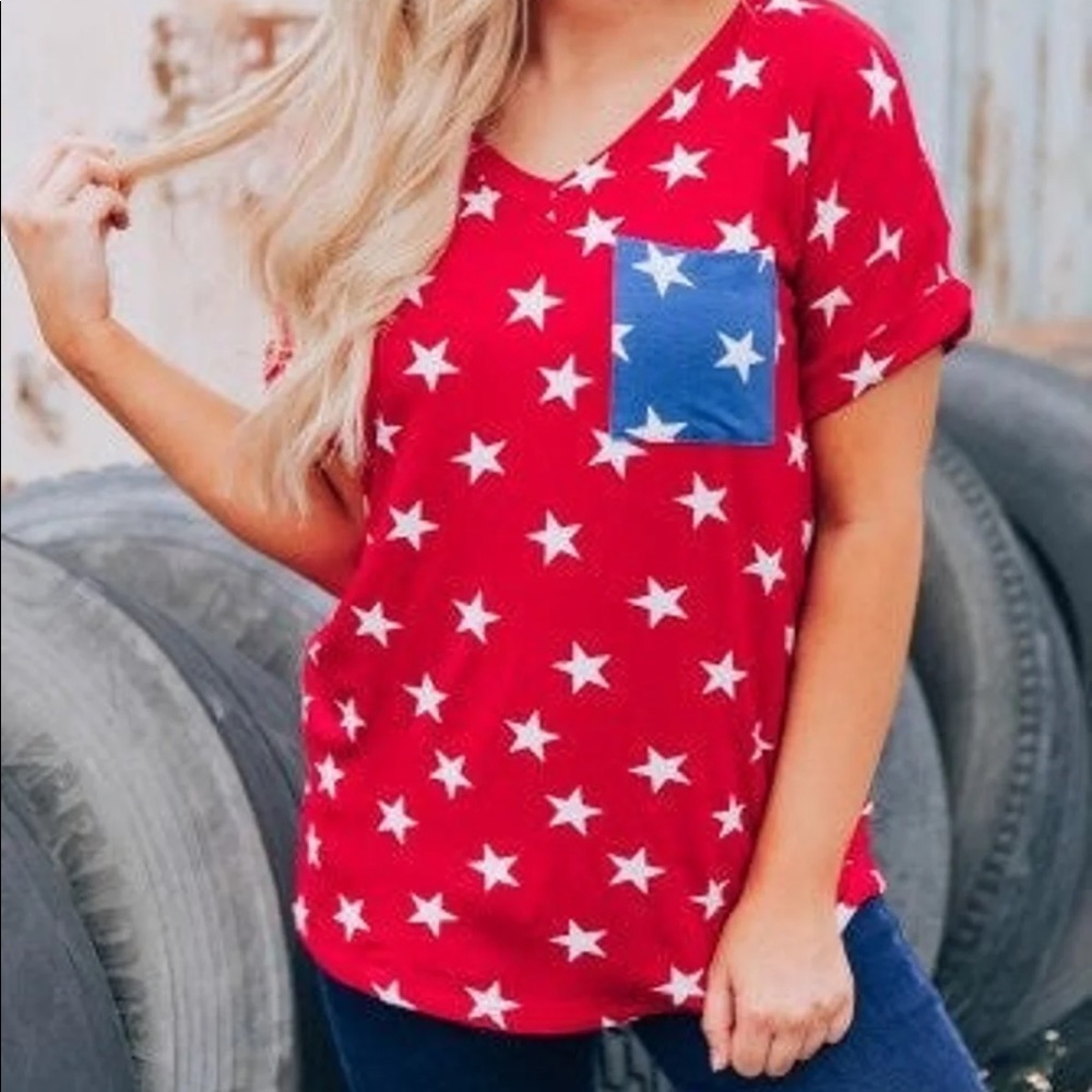 Red, White & Blue Stars Shirt - NWOT